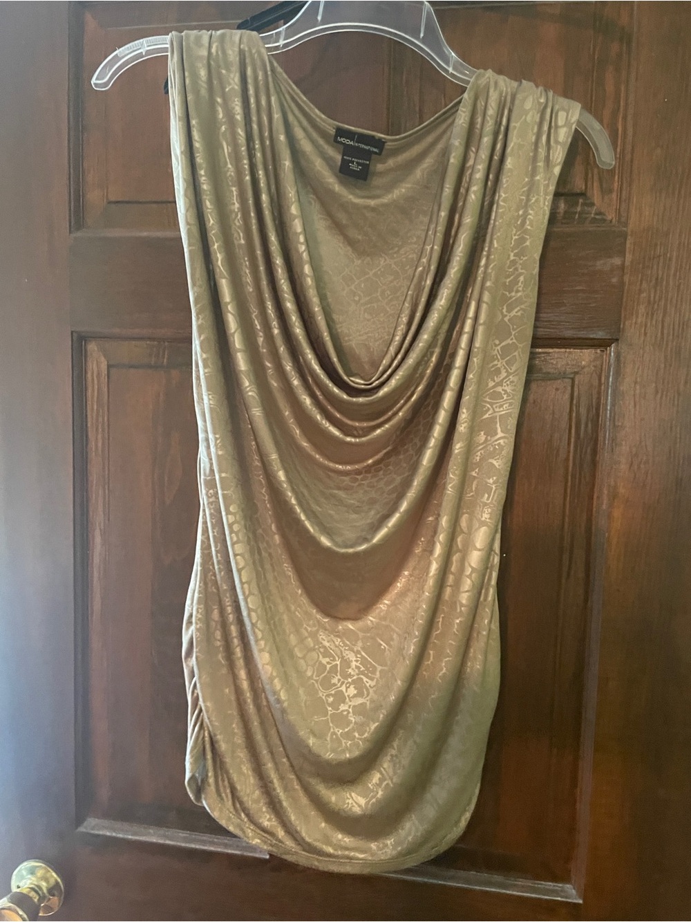 Moda International Metallic Taupe
Draped Cowl Neck Camisole